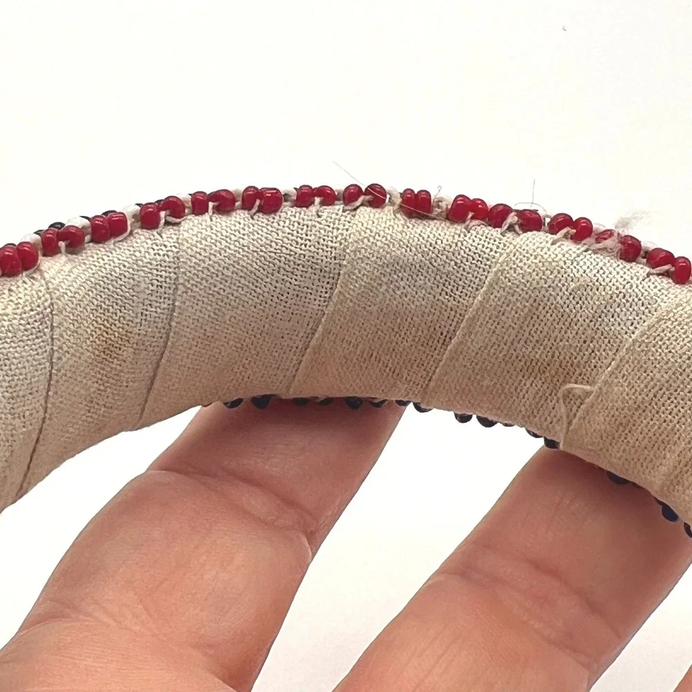 Vintage Seed Beaded Bangle Bracelet‎ Multicolored Geometric